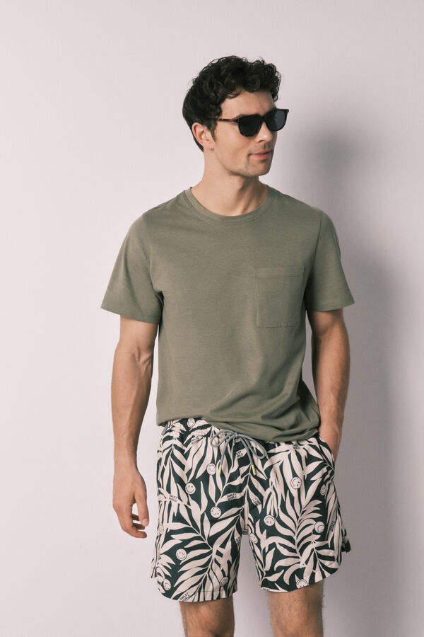 Women'secret Fato de banho de homem estampado tropical SmileyWorld&reg; verde