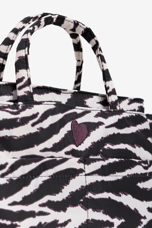 Vilanova Mala acolchoada com estampado de zebra cinzento