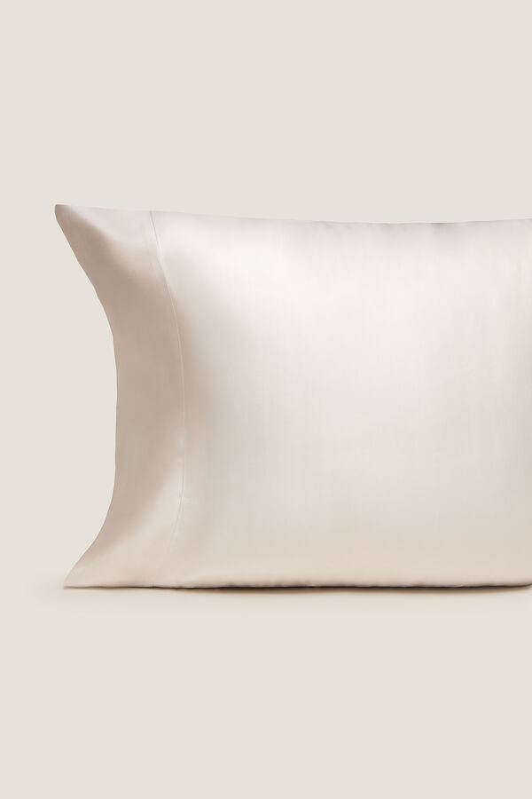 Textura Funda almohada seda y satén beige