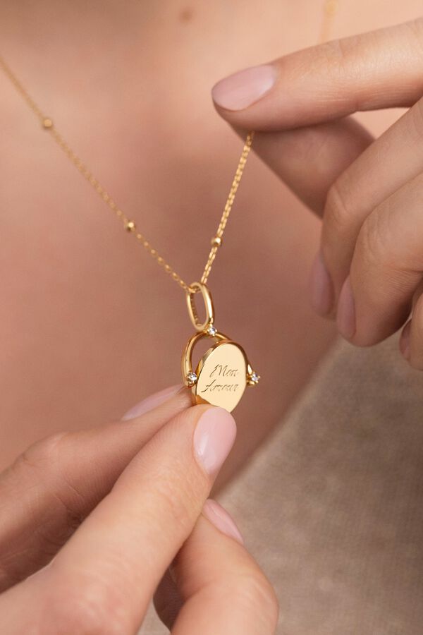 Singularu Charm Mon Amour Banho Ouro estampado
