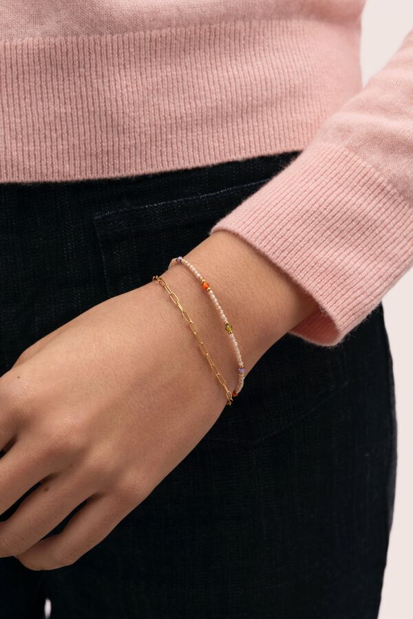 Singularu Pulseira Double Glam A&ccedil;o Banho Ouro estampado