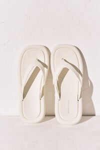 Women'secret Chinelos de sola grossa bico quadrado brancos