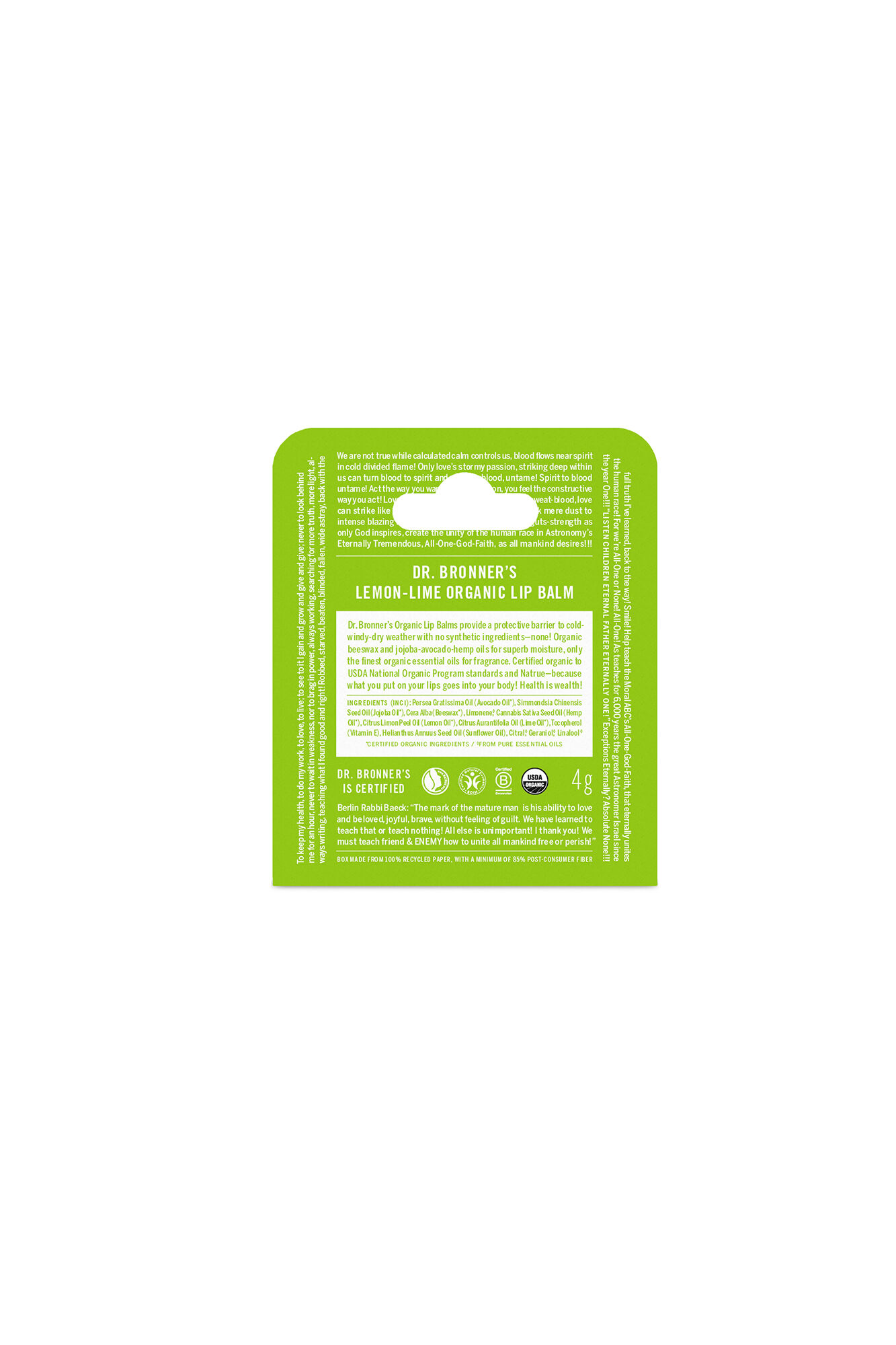 Dr. Bronner's B&aacute;lsamo labial org&aacute;nico "Lim&oacute;n-Lima"