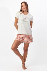 Admas Pijama curto Winnie the Pooh estampado vichy bege