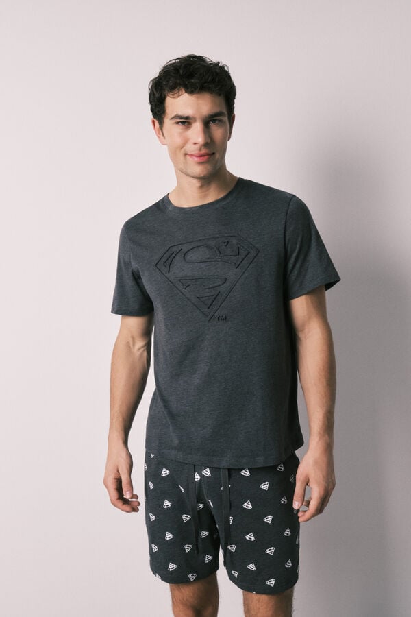 Women'secret Pijama curto de homem em algod&atilde;o SUPERMAN cinzento