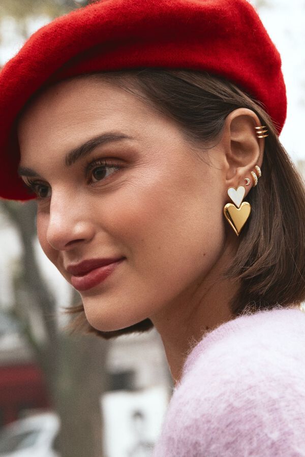 Singularu Pendientes Duo d'amour  Ba&ntilde;o Oro  amarillo