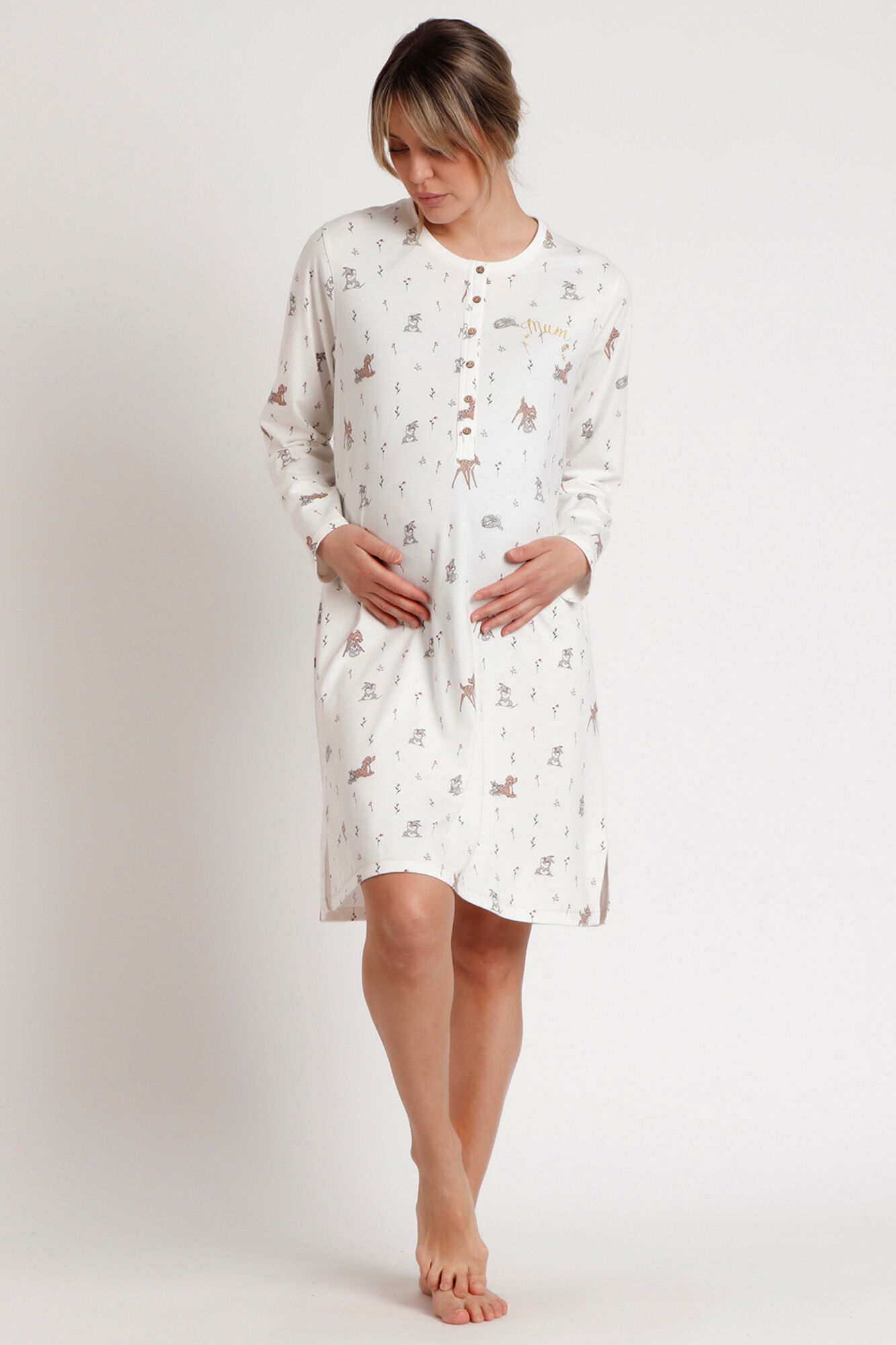 Admas Camisa de dormir pr&eacute;-mam&atilde; manga comprida Bambi