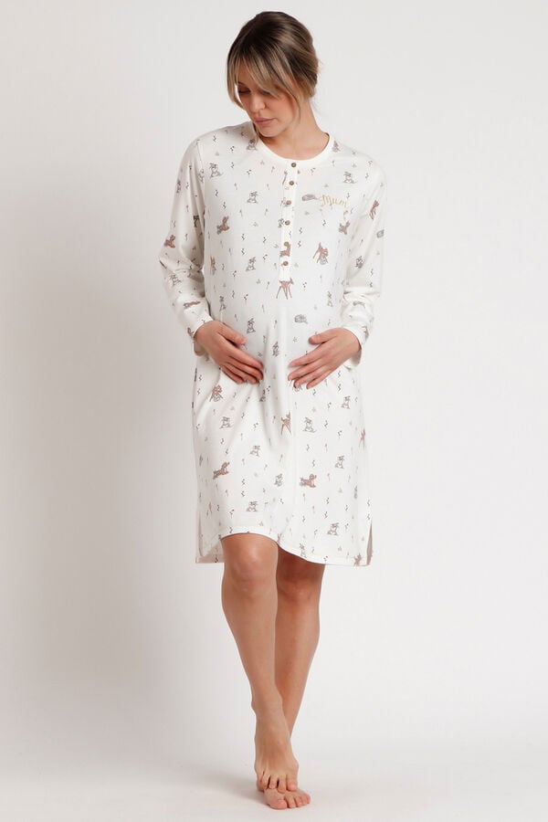 Admas Camisão de manga comprida para grávidas Bambi bege