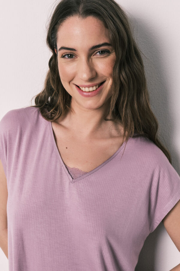 Women'secret Pijama Capri toque suave em viscose rosa rosa