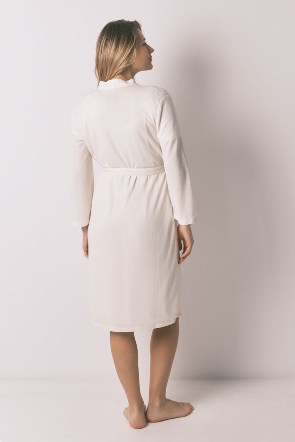 Women'secret Robe maternity com cinto branco bege