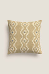 Textura Funda de coj&iacute;n con detalle  bordado geom&eacute;trico beige