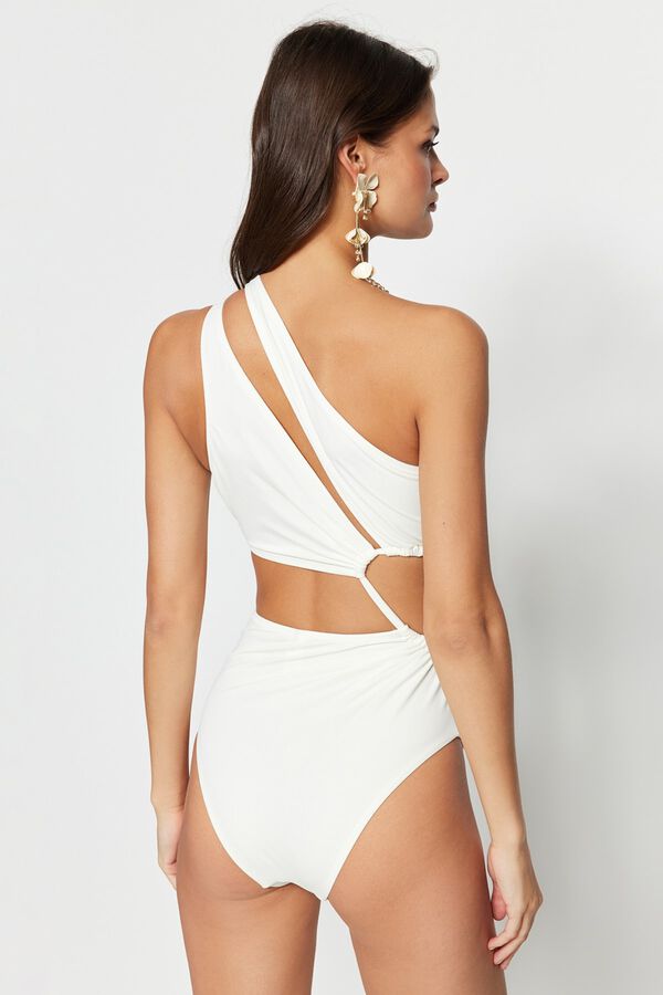 Trendyol Fato de banho triqu&iacute;ni assim&eacute;trico cut-out bege