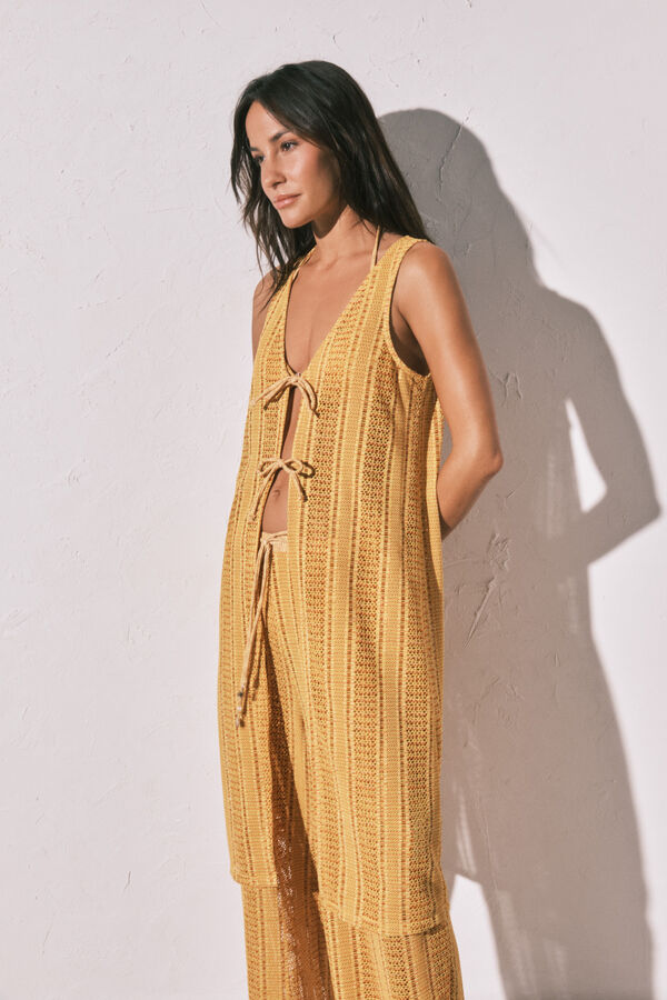 Women'secret T&uacute;nica comprida aberta em crochet multicolor estampado