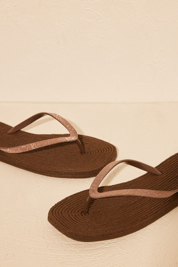 Womensecret Brown 100% mojable flip-flops nude