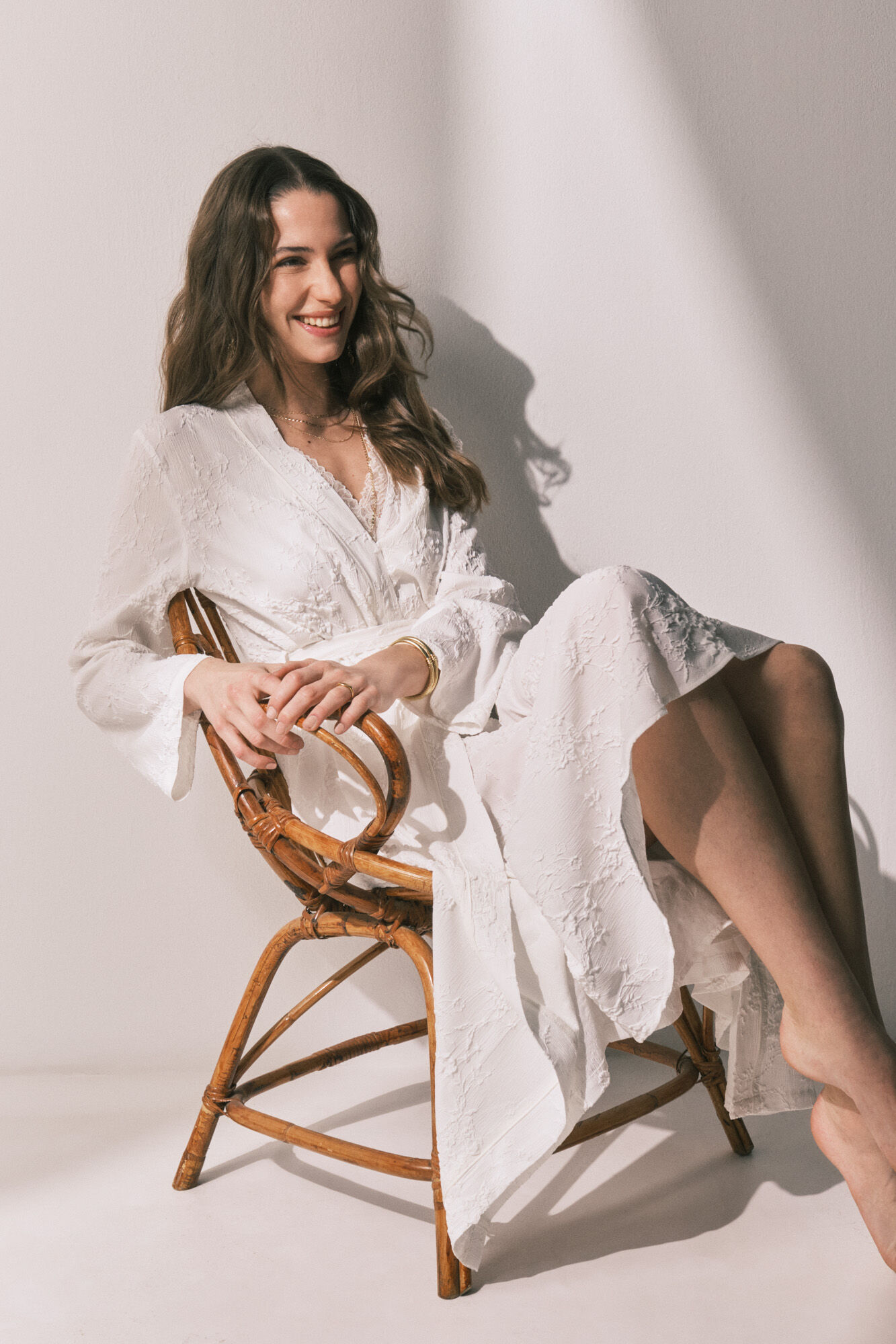 Women'secret Robe comprido cetim branco