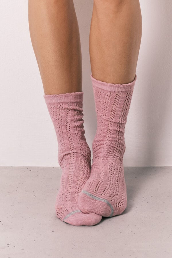 Women'secret Meias compridas de lurex rosa rosa