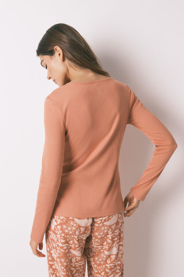 Women'secret T-shirt de padeiro de algodão marrom vermelho