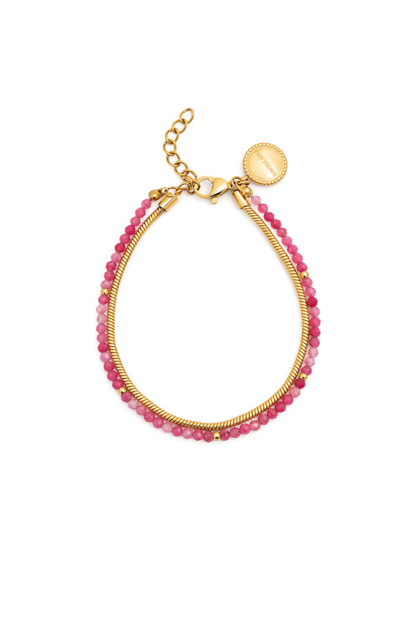 Singularu Pulseira Cleopatra Pink A&ccedil;o Banho de Ouro estampado