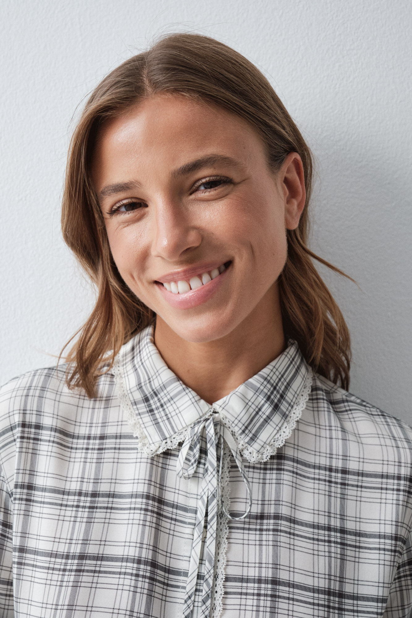 Women'secret Pijama comprido camiseiro em xadrez com detalhes em renda