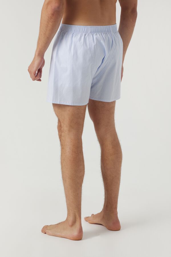 Kiff-Kiff Boxer em algod&atilde;o multirriscas azul claro branco