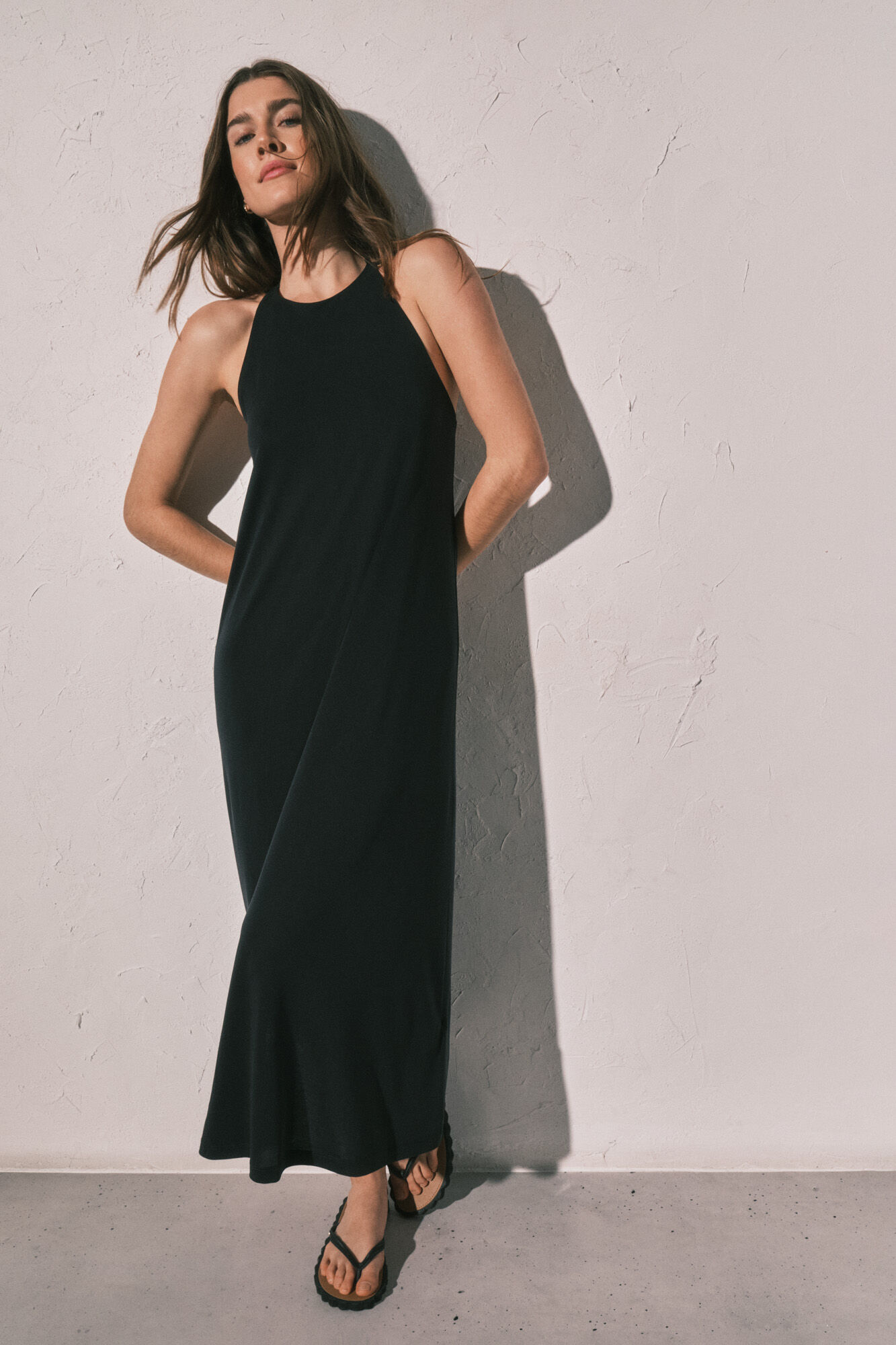 Women'secret Vestido comprido fluido preto