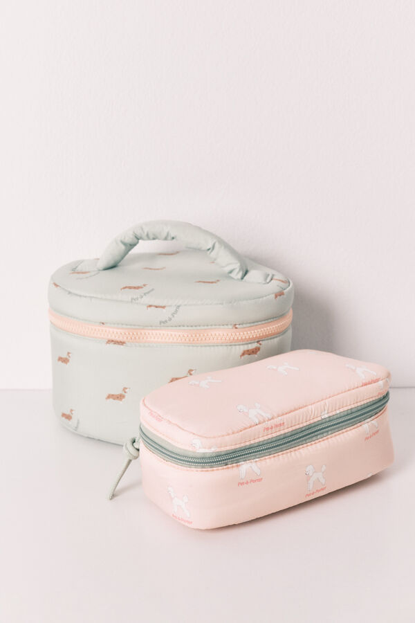 Women'secret N&eacute;cessaire pequeno estampado de c&atilde;ezinhos rosa vermelho