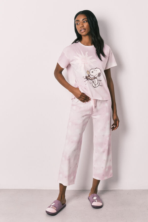 Women'secret Pijama Snoopy capri em algod&atilde;o rosa
