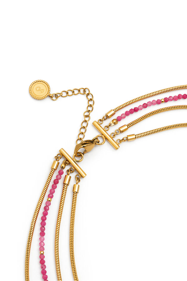 Singularu Colar Cleopatra Pink A&ccedil;o Banho Ouro estampado