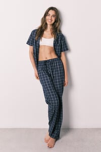 Women'secret Pijama camisero algod&oacute;n azul estampado cuadros