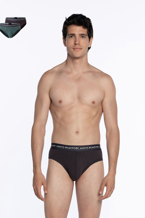 Punto Blanco Pacote de 2 cuecas de bambu e algod&atilde;o, Treetop estampado