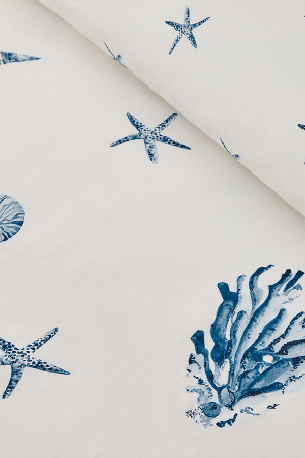 Textura Capa de edredão de algodão com motivos marinhos azul