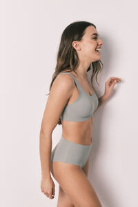Women'secret Cuecas cintura alta clean cut em microfibra caqui