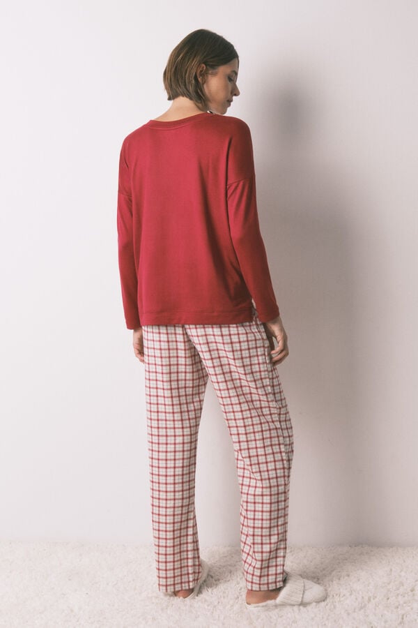 Women'secret Cal&ccedil;as compridas de estampado xadrez branco verde