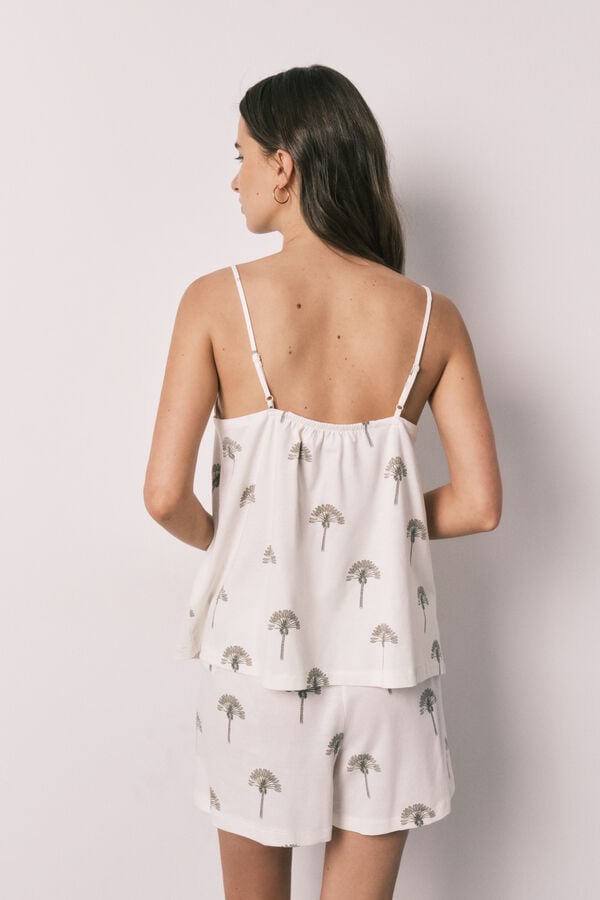 Women'secret Pijama curto de al&ccedil;as em algod&atilde;o branco
