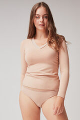 Gisela Camiseta térmica escote pico cru