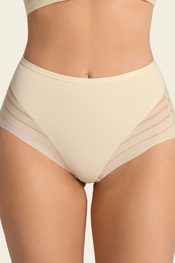 Leonisa Classic girdle panty with moderate tummy control and tulle bands beige