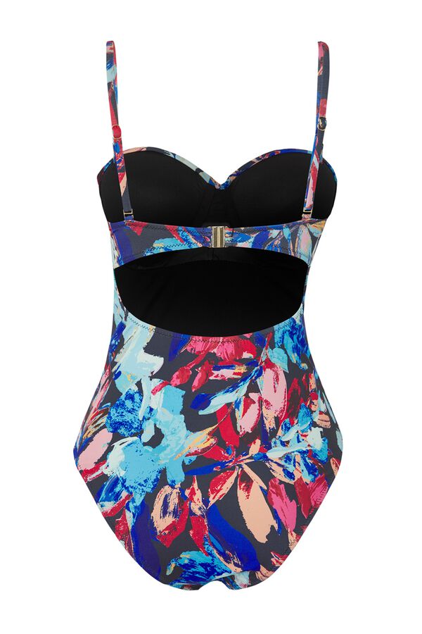 Trendyol Fato de banho decote franzido tropical estampado