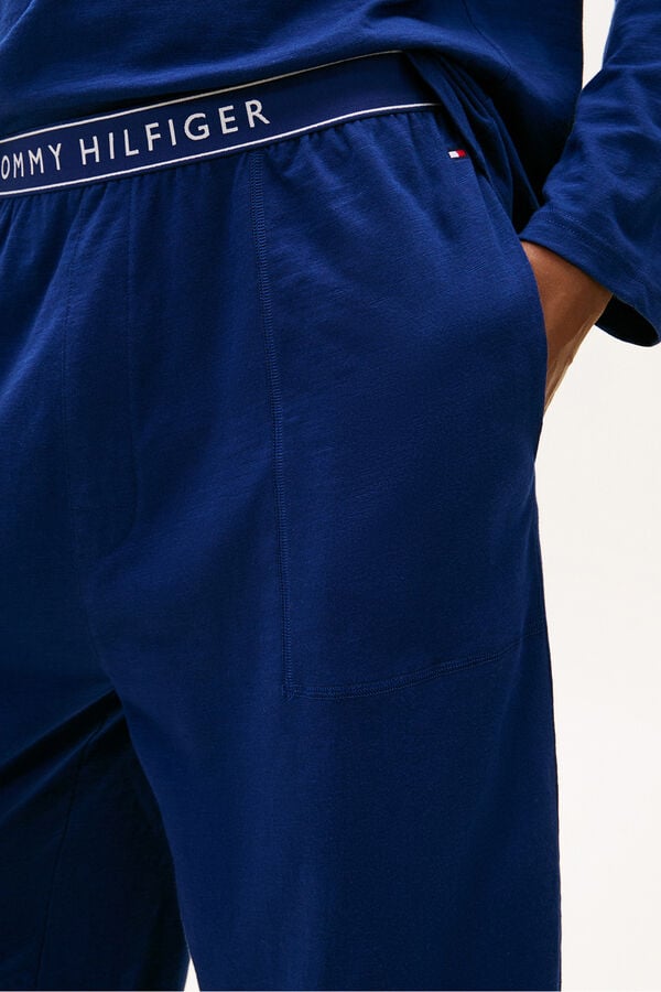 Tommy Hilfiger Pijama largo punto con logo en la cintura azul