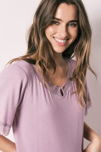 Women'secret Camisa de dormir comprida toque suave em viscose rosa
