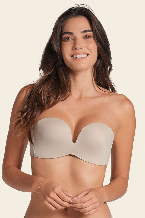 Leonisa Sujetador sin tirantes Antigravedad de push up alto sin aro beige