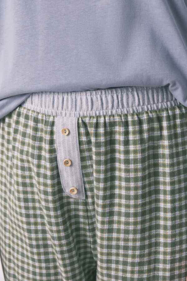 Women'secret Pijama comprido com calças e estampado xadrez azul