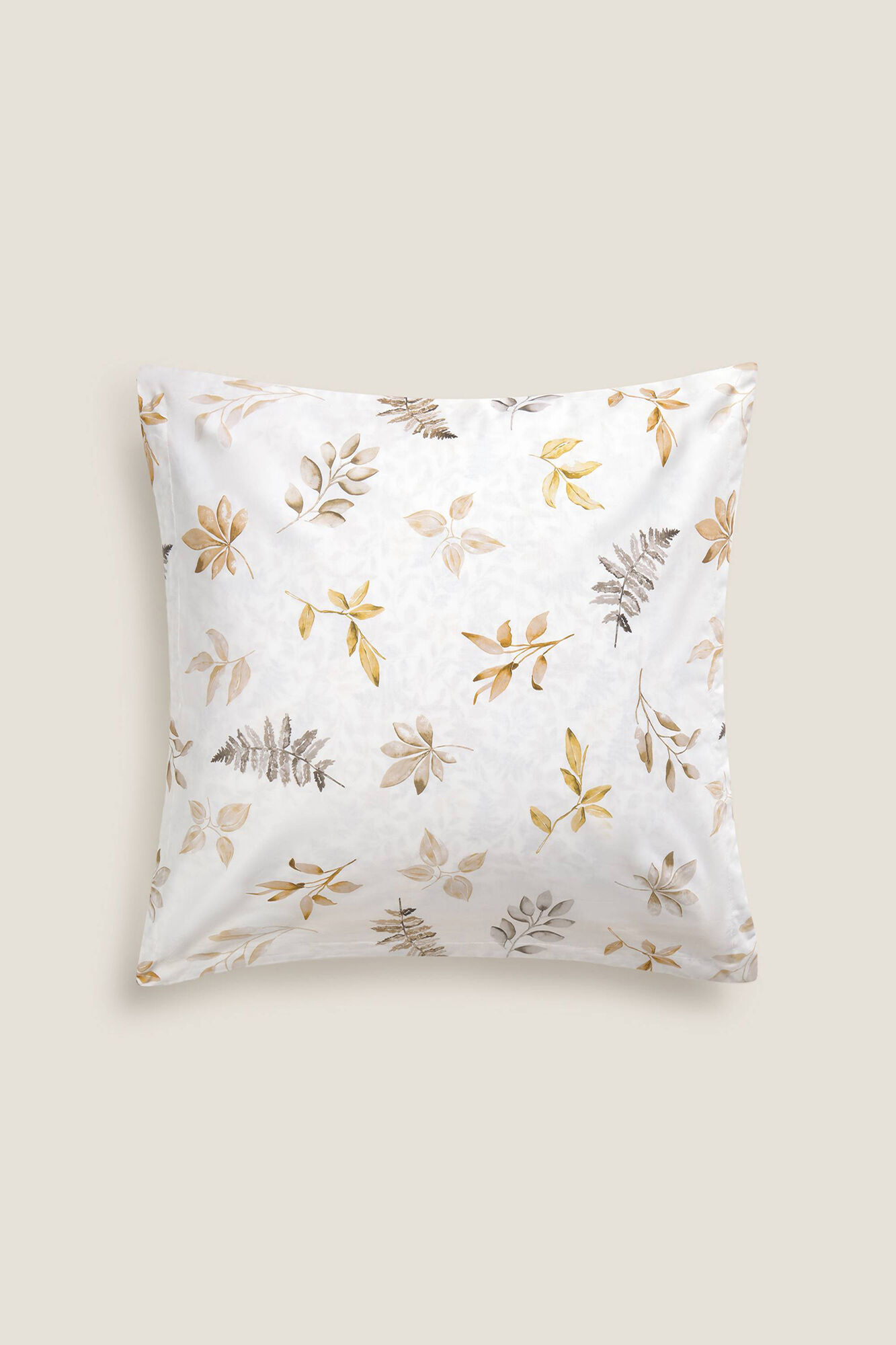 Textura Capa de almofada de algod&atilde;o com folhas em um galho