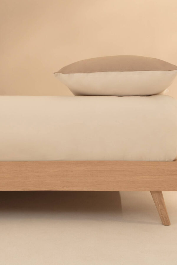 Textura Len&ccedil;ol de baixo algod&atilde;o percal. Cama 80-90 cm. bege
