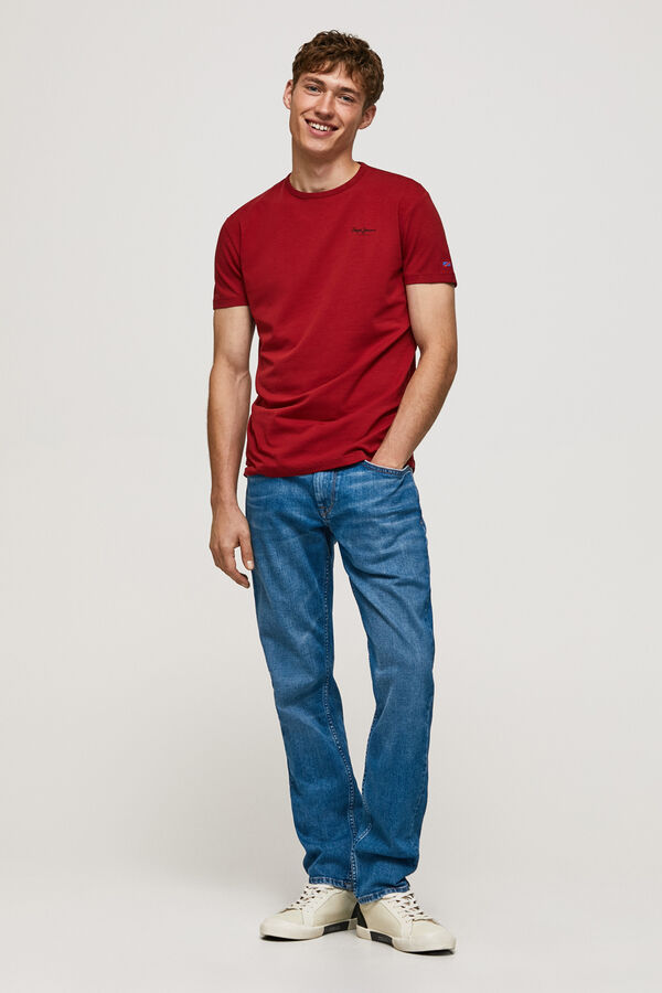 Pepe Jeans Camiseta slim fit com estampado de logo vermelho