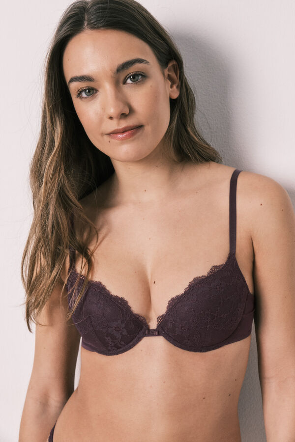 Women'secret Soutien cl&aacute;ssico com enchimento em renda roxo BEAUTIFUL rosa