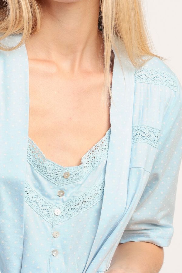 Admas Robe curta de bolinhas com renda azul