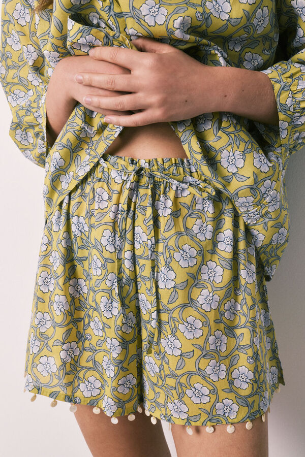 Women'secret Pijama curto camiseiro estampado flores verde