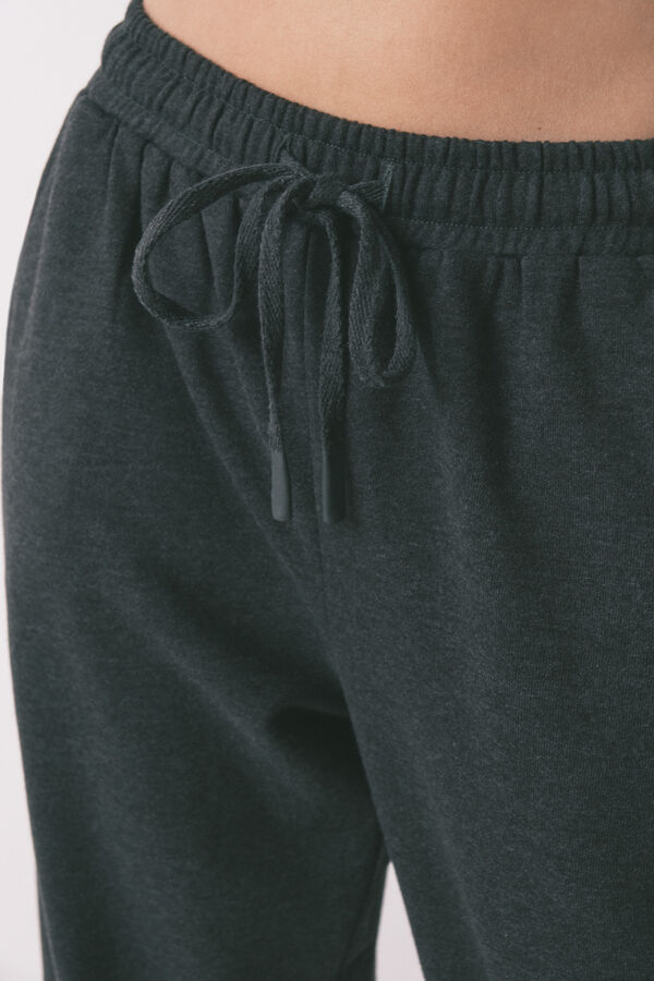 Women'secret Calça comprida cenoura em pelúcia fina cinza cinzento