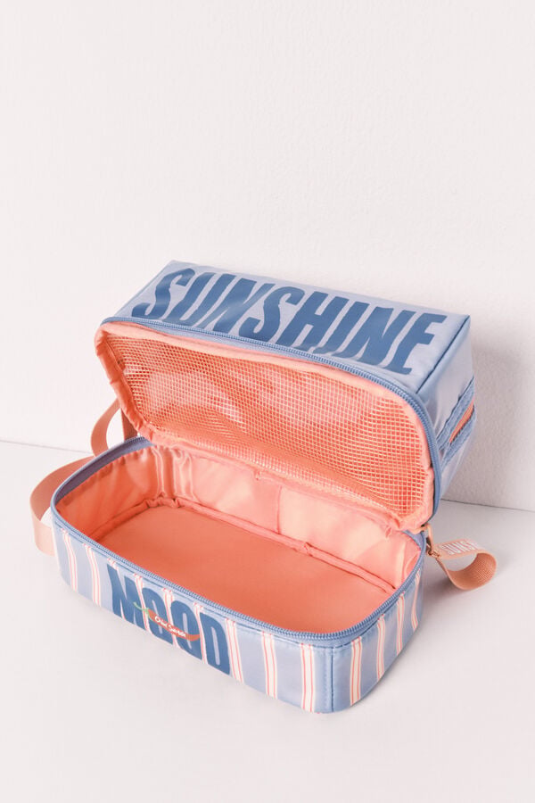 Women'secret Necessaire m&eacute;dia imperme&aacute;vel estampado riscas azul