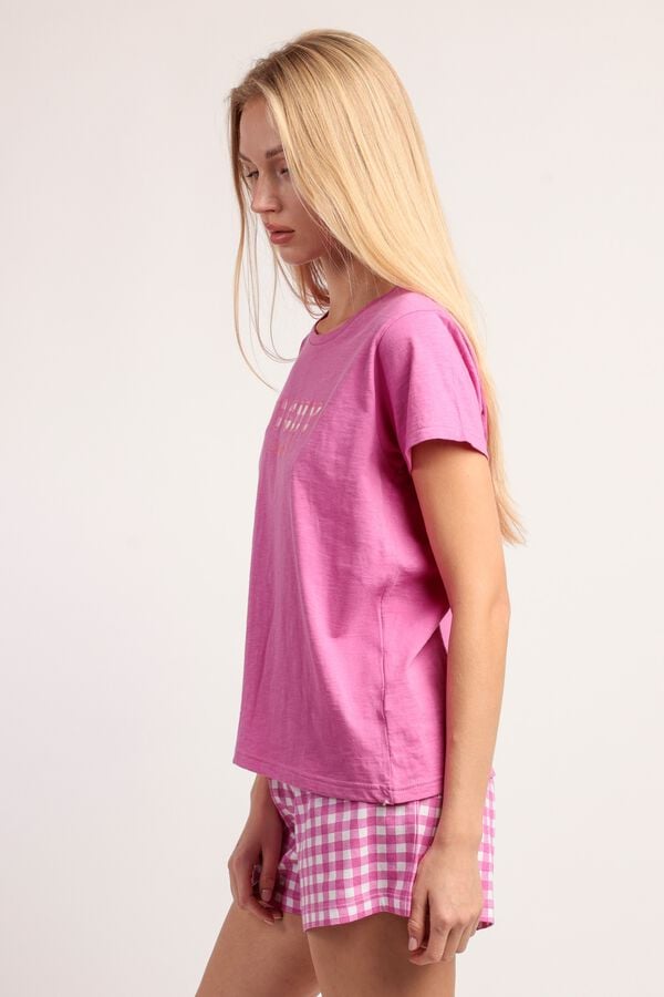 Admas Pijama curto de ver&atilde;o vichy mood rosa